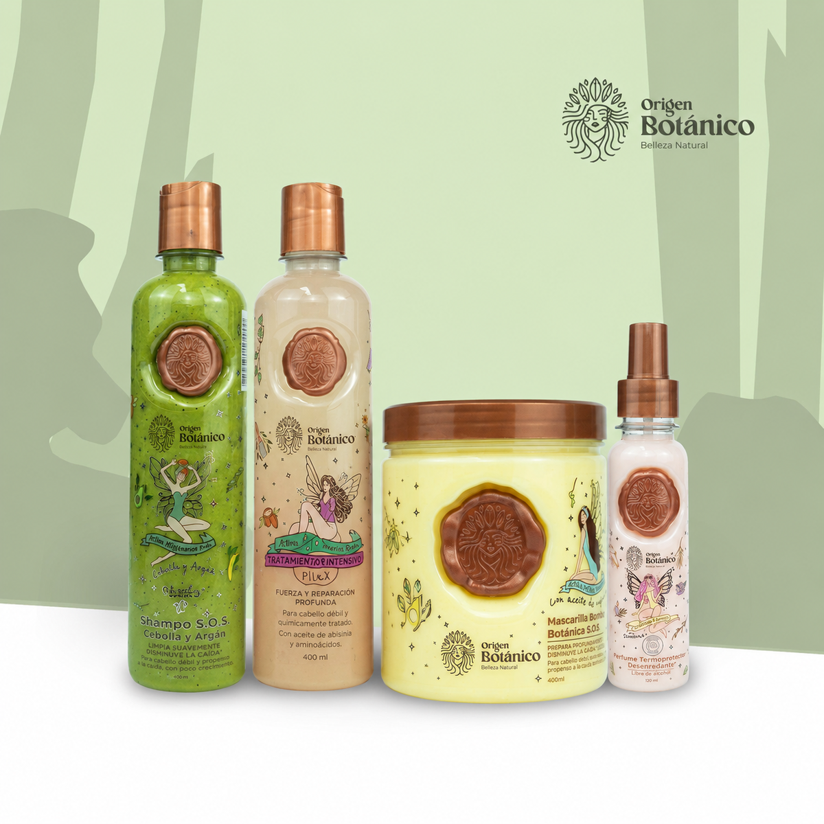 Kit Cuidado Post-Keratina de Origen Botánico con champú de cebolla, Plex, Bomba S.O.S. y termoprotector
